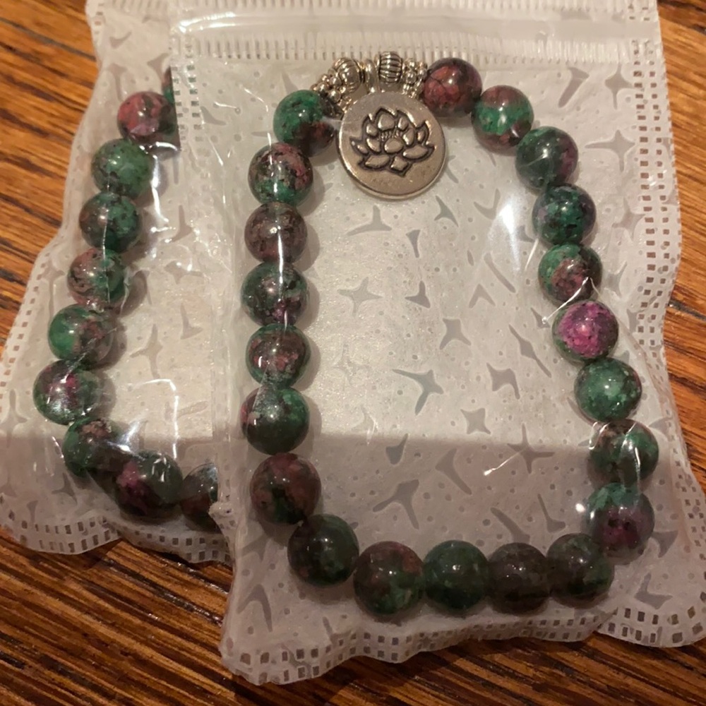 Fun green purple bead bracelets -set of 2